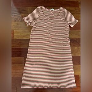 Madewell Red, White, and Brown Striped Dress